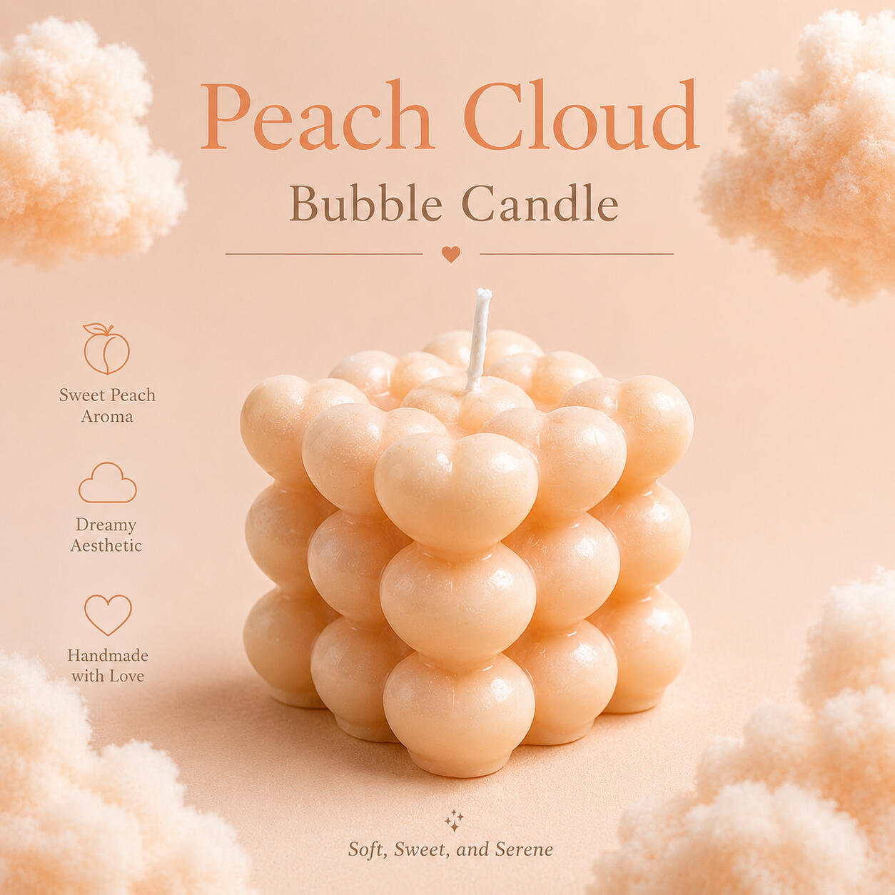Peach Cloud Bubble Candle